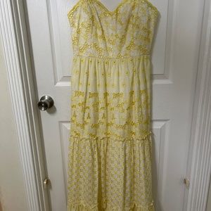 Lilly Pulitzer St. Tropez Yellow Garden Gate Eyelet Kyla Maxi Dress